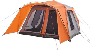vidaXL Family Tent with Porch 9-Person, Outdoor Shelter, Garden Camping Tent for Festival Hiking, Lightweight Tent, Gray and Orange Quick Release