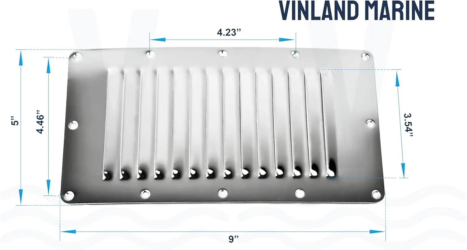 Vinland Marine 304 Stainless Steel Vent Cover, Louvered Vent Cover, Marine Vents, Louver Plate, Louver Vent, Bilge Vent Cover, Boat Cover Vent, Louvered Panels, for Boat, Ship, Yacht, Sailboat