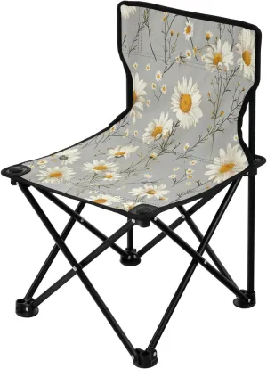 Vintage Daisies Portable Outdoor Folding Chair Anti-Slip Padded Oxford Cloth Stool Camping Chair Small for Beach Hiking Fishing Gardening Quad Camp Chair