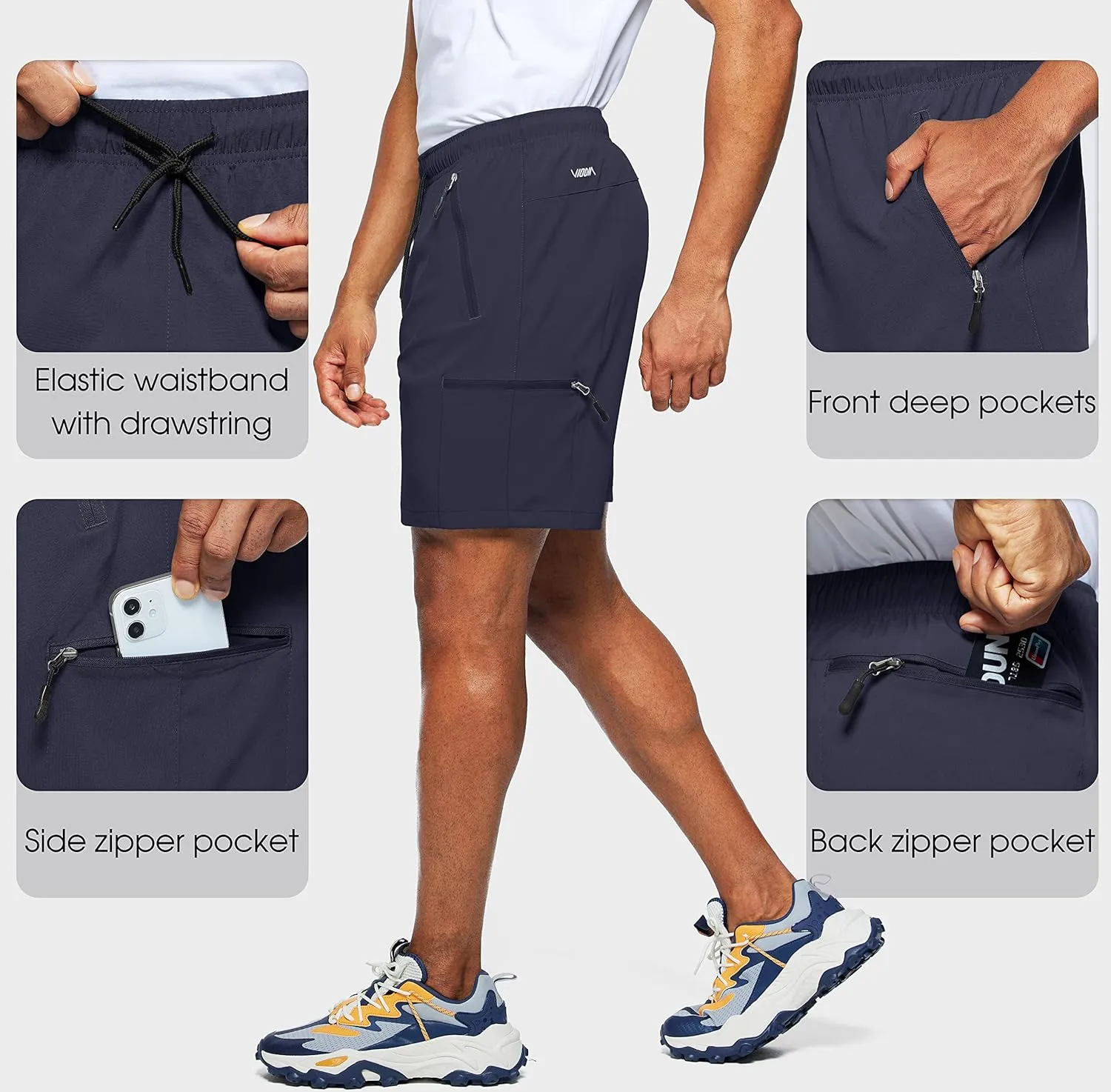 Viodia Men's Hiking Cargo Shorts Stretch Quick Dry Lightweight Shorts for Men Fishing Athletic Shorts with Pockets