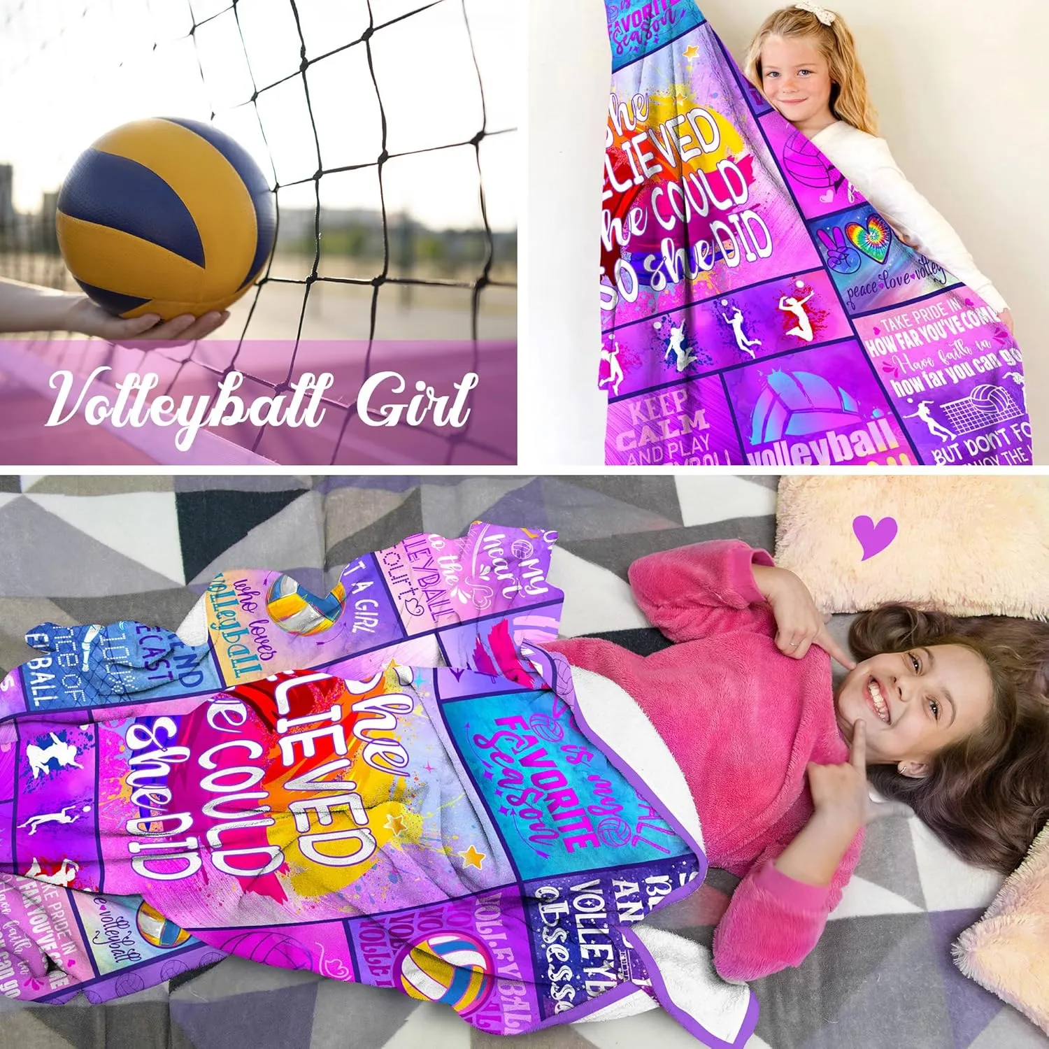 Volleyball Blanket, Volleyball Stuff, Volleyball Gifts for Girls Teen, Volleyball Accessories for Teen Girls, Volleyball Coach Gifts for Women, Volleyball Team Gifts Throw Blanket 60"X50"