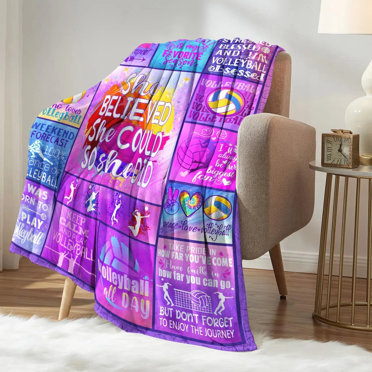 Volleyball Blanket, Volleyball Stuff, Volleyball Gifts for Girls Teen, Volleyball Accessories for Teen Girls, Volleyball Coach Gifts for Women, Volleyball Team Gifts Throw Blanket 60"X50"
