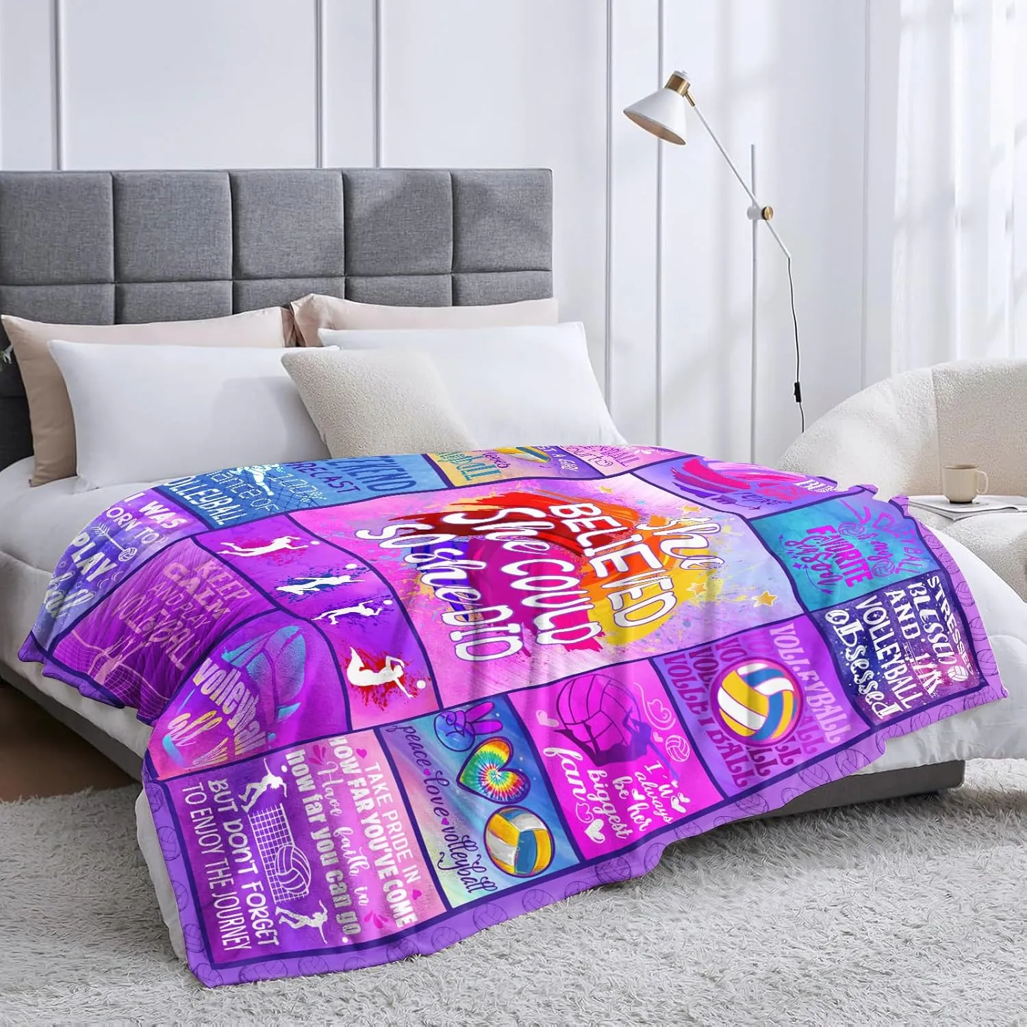 Volleyball Blanket, Volleyball Stuff, Volleyball Gifts for Girls Teen, Volleyball Accessories for Teen Girls, Volleyball Coach Gifts for Women, Volleyball Team Gifts Throw Blanket 60"X50"