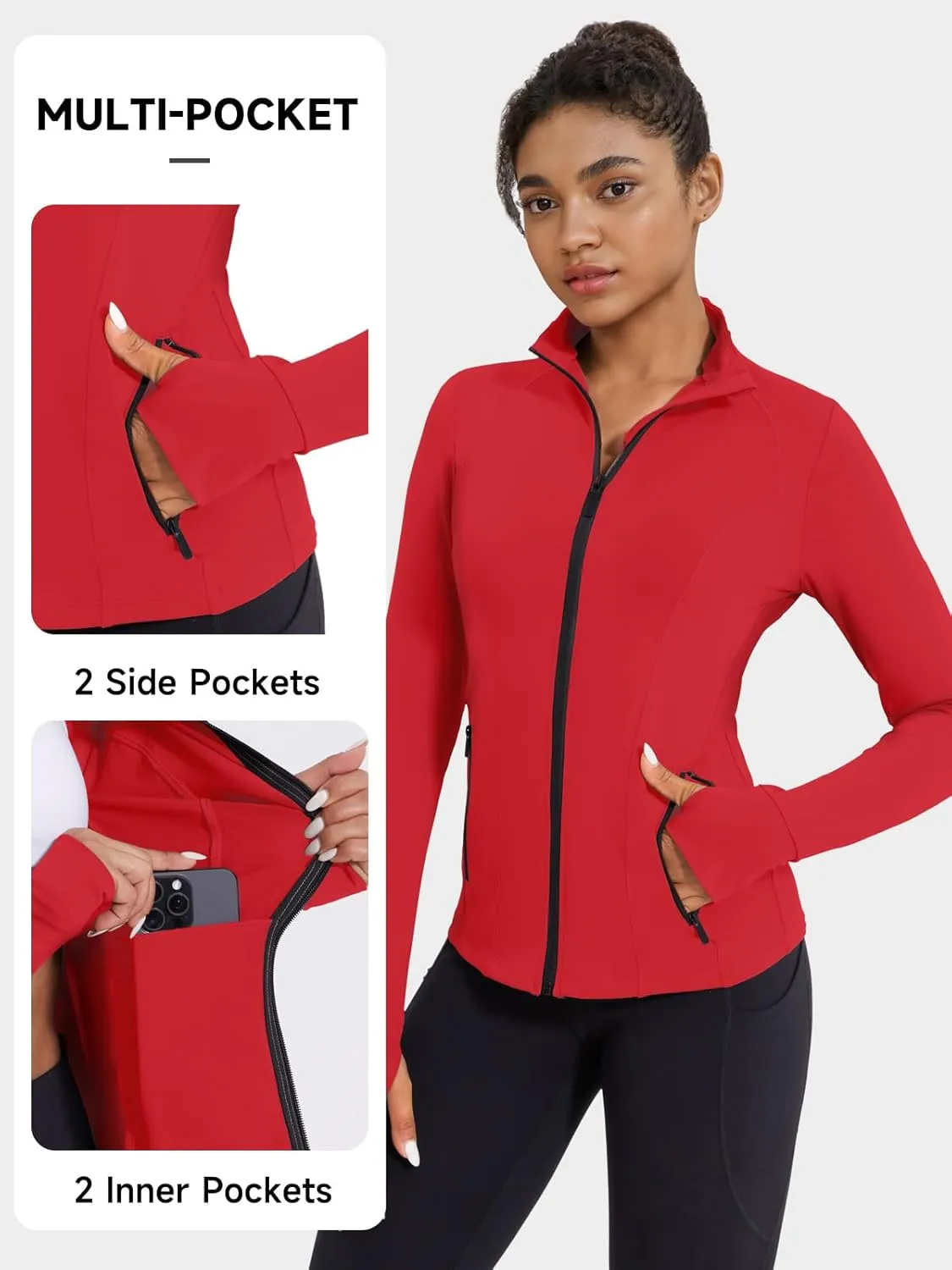 VUTRU Women's Workout Jacket Zip Up Athletic Lightweight Running Yoga Jacket with Pockets