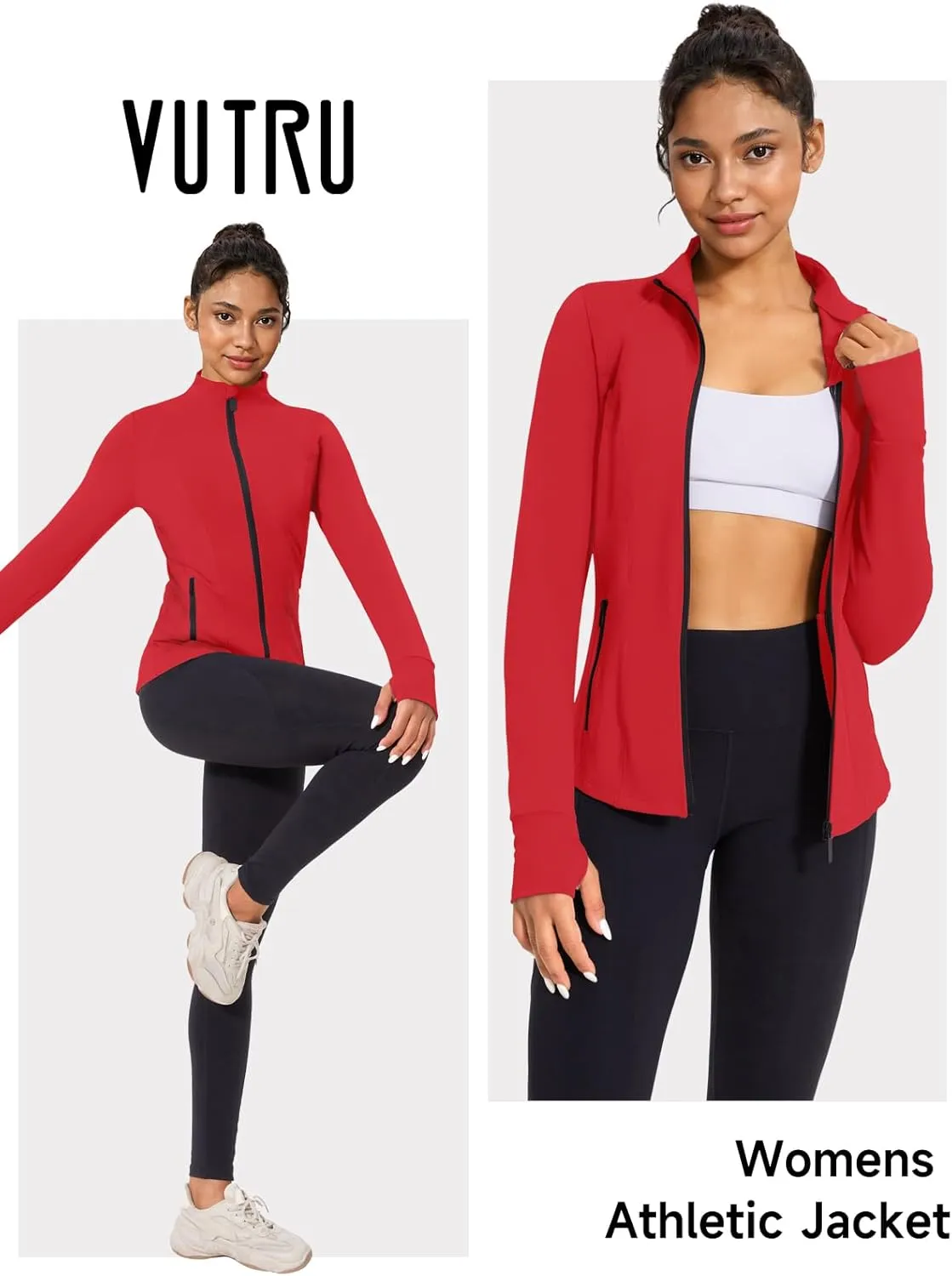 VUTRU Women's Workout Jacket Zip Up Athletic Lightweight Running Yoga Jacket with Pockets