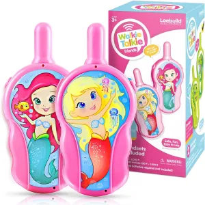 Walkie Talkies for Kids, Toys for 4 5 6 7 8 Year Old Girls Boys, Long Range Walkie Talkies for Toddlers, Mini Pink Cute Mermaid Christmas Birthday Easter Gifts Indoor Outside Games (2 Pack)