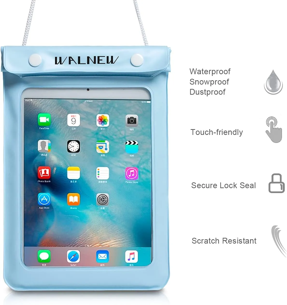 WALNEW Universal Waterproof eReader Protective Case Cover for Kindle Colorsoft Signature Edition/7"/6.8“Kindle Paperwhite/6" Kindle 2024/Oasis/Kindle Fire 7,iPad Mini,Kobo Clara/Nia and More,Lightblue