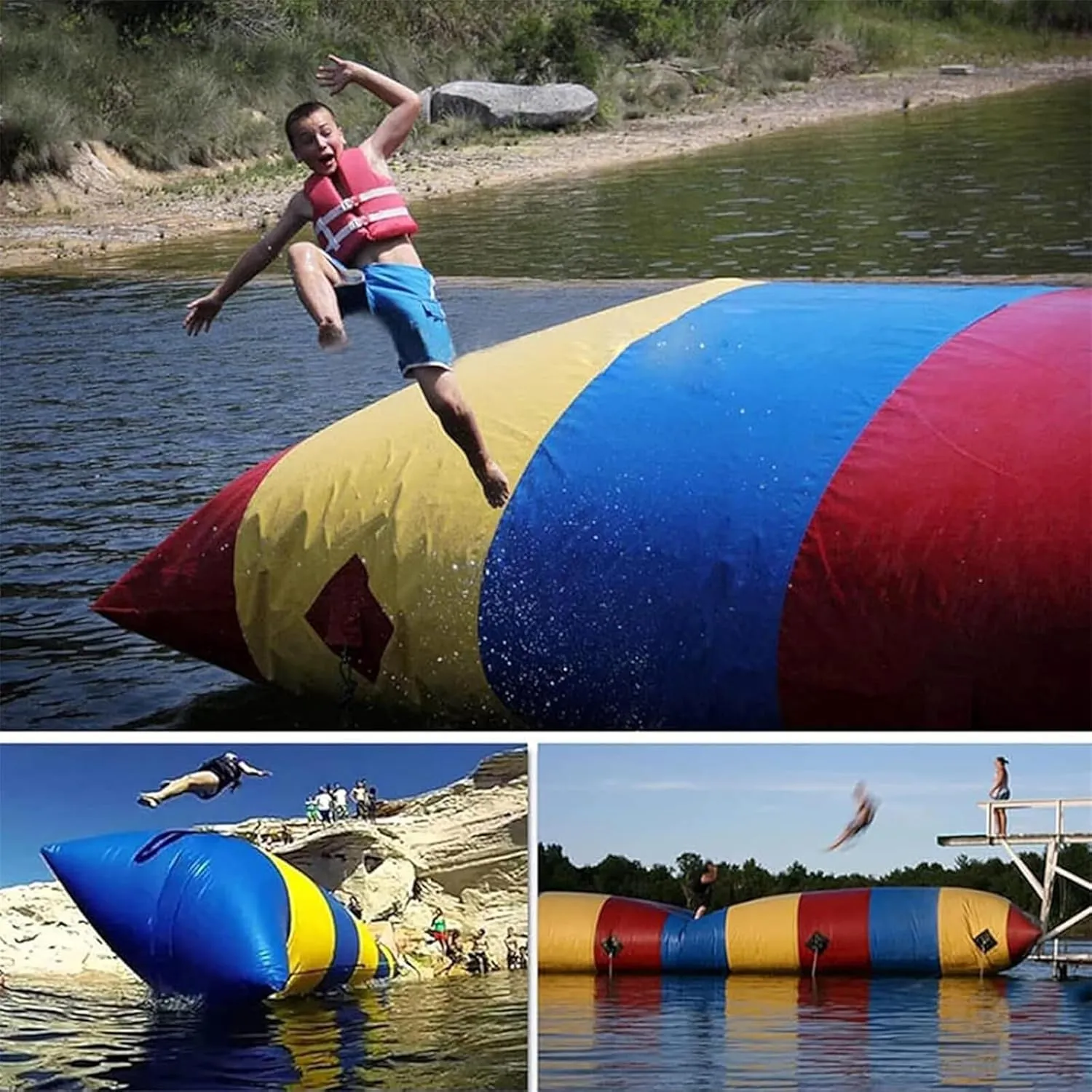 Water Inflatable PVC Jumping Bag Pillow Trampoline Toys, with Air Pump for Adults and Children Playground