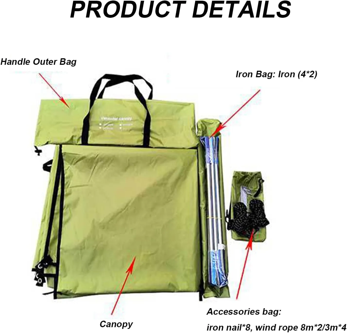 Waterproof Car Camping Tarp Sun Shelter, Tarp Canopy for Camping, Portable Auto Canopy Camper Trailer for Camping Outdoor SUV Beach