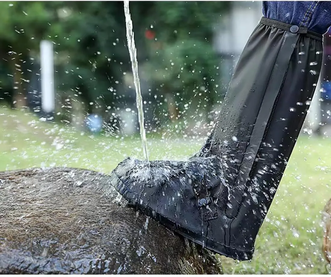Waterproof Shoe Covers for Rain, Outdoor Cycling Non-Slip Rain Boots Covers Foldable Reusable Overshoes with Reflector for Women & Men