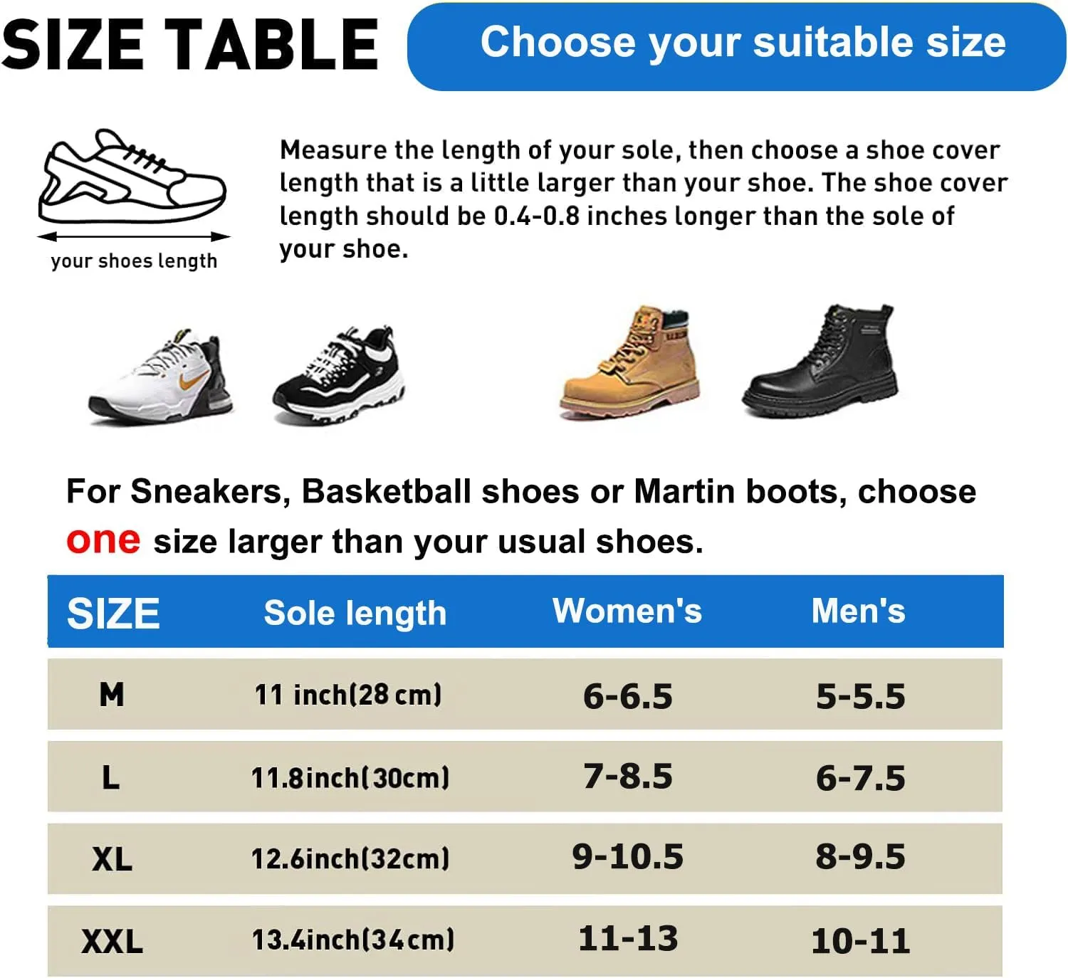 Waterproof Shoe Covers for Rain, Outdoor Cycling Non-Slip Rain Boots Covers Foldable Reusable Overshoes with Reflector for Women & Men