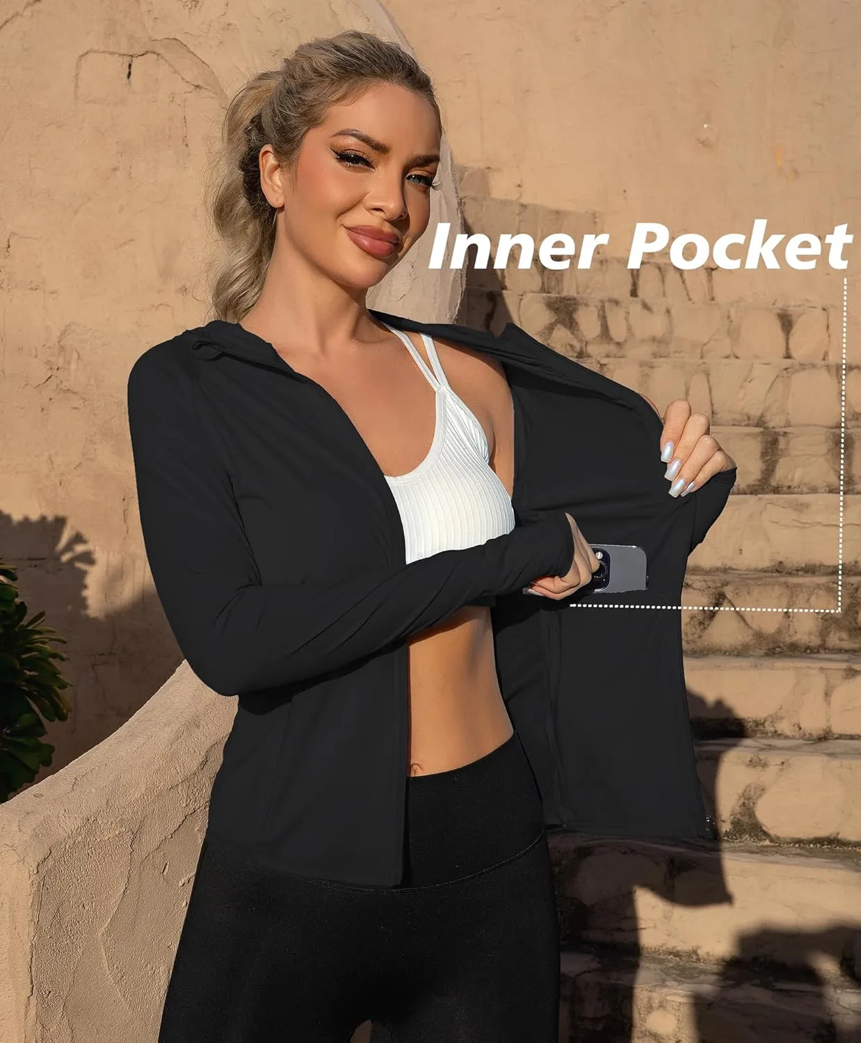 We1Fit Women's UPF 50  Lightweight Sun Protection Hoodie Jacket Long Sleeve Hiking Outdoor Shirts with Pockets