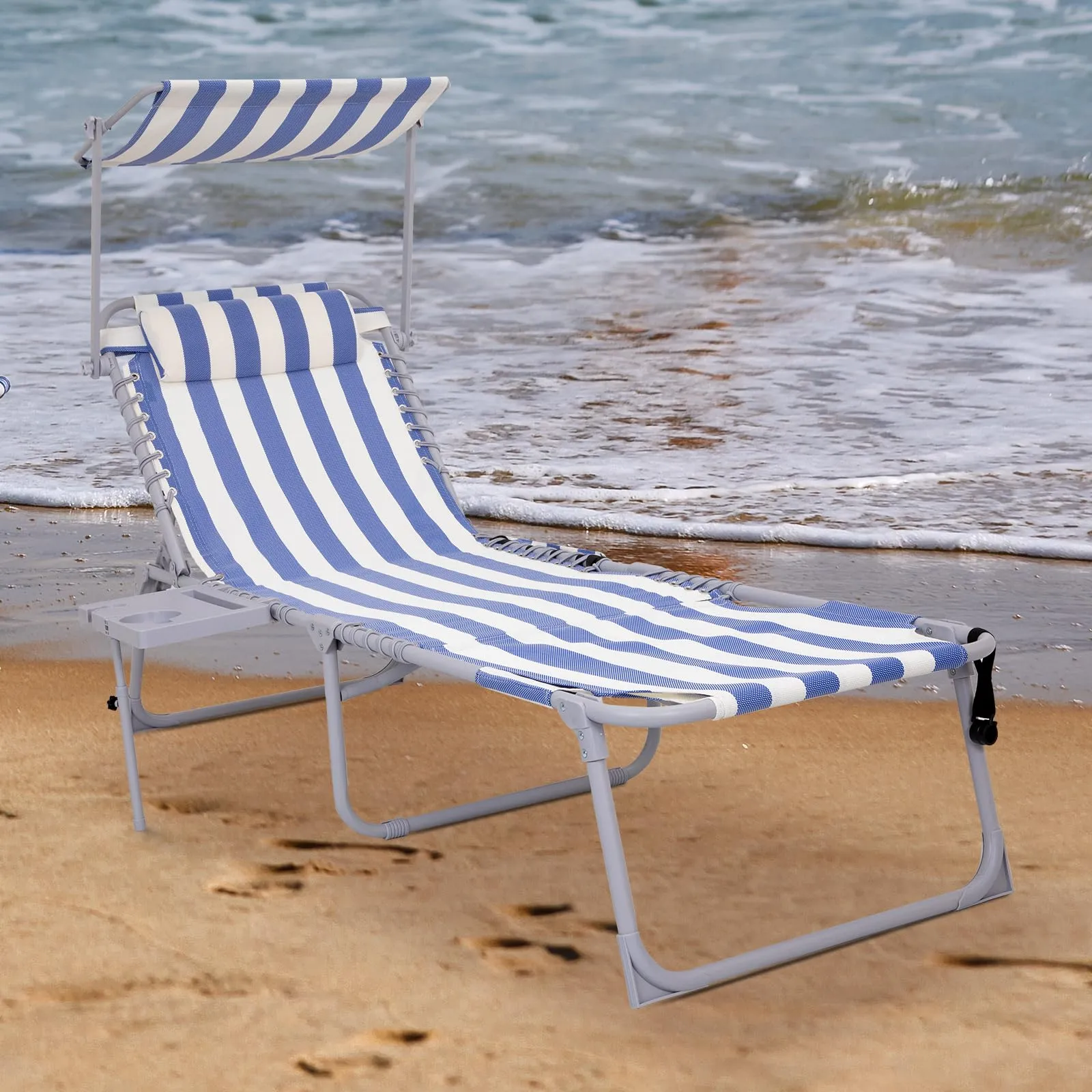 WEJOY Cool Lounge Chair Plus Folding Chaise Lounge Chair with Adjustable Back