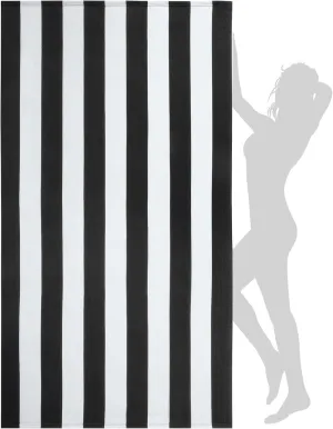 WILFA Extra Large Beach Towel - Oversized Mircofiber Beach Towel 40'' x 70'', XL Striped Lightweight Pool Towel, Big Cabana Swim Travel Towel for Adults Mens Women,Black