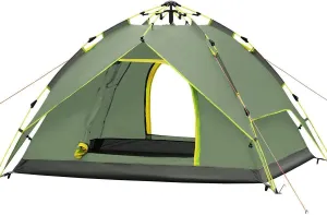 Windproof Family Tent 3-4 Person Portable Waterproof Tents Camping-Tents for Camping Backpacking Hiking Outdoor Music Festivals Green