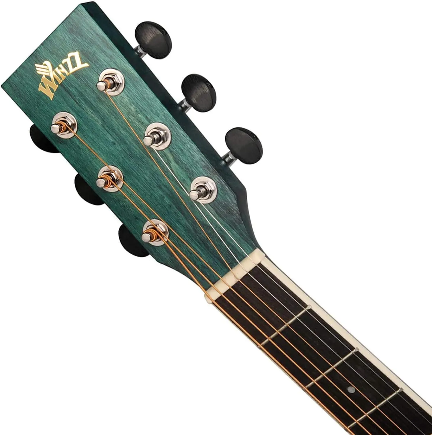WINZZ HAND RUBBED Series - 40 Inches Cutaway Acoustic Acustica Guitar Beginner Starter Bundle with Online Lessons, Padded Bag, Stand, Tuner, Capo, Guitar Chords, Strap, Picks, Dark Hunter Green