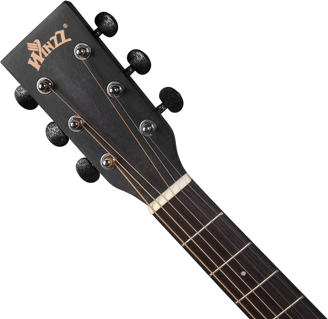 WINZZ HAND RUBBED Series - Full Size Cutaway Carved Acoustic Acustica Guitar Adult Beginner Starter Bundle with Full Kit, 41 Inches Right Handed, Carved Black