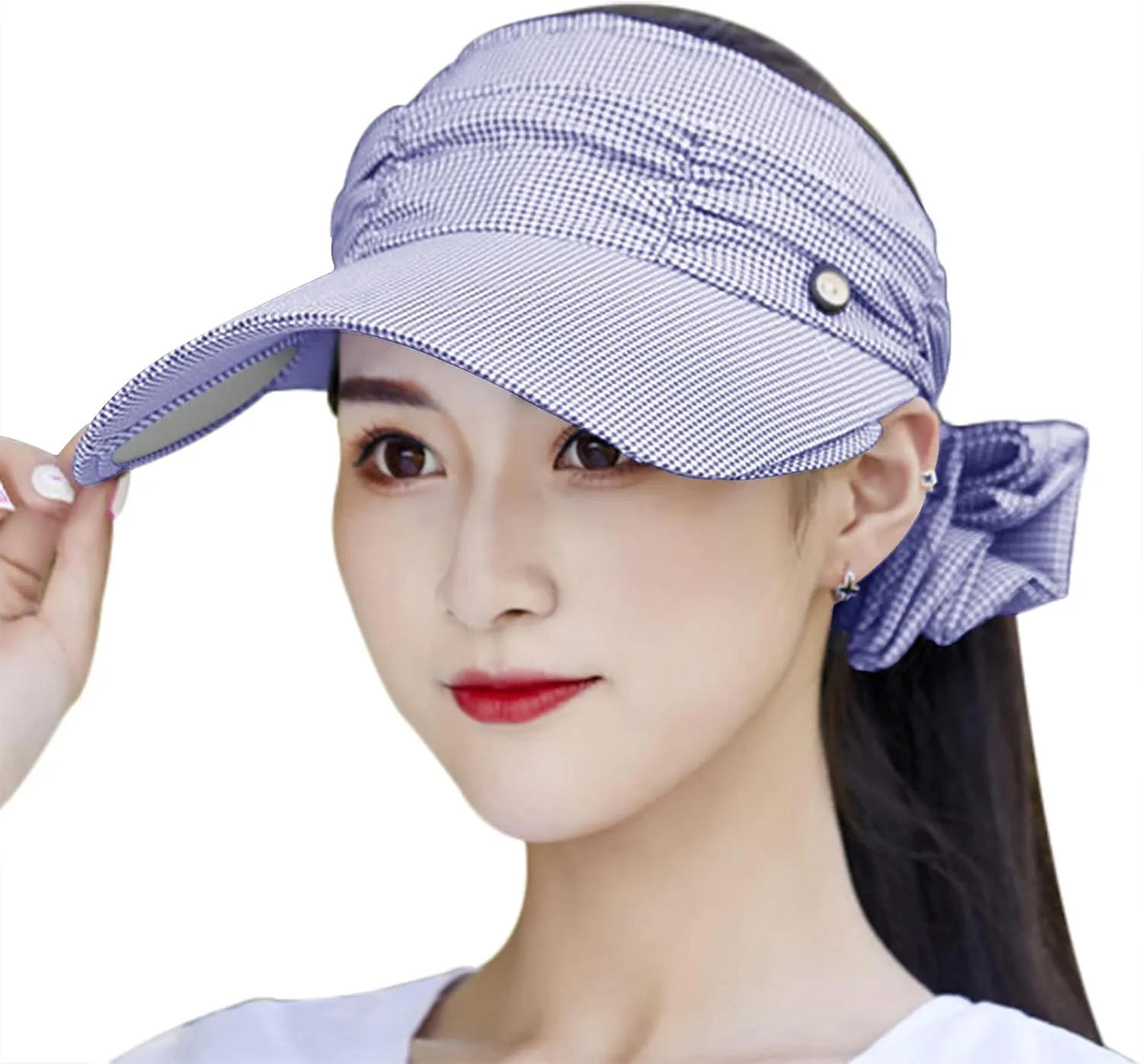 Womens Summer Wide Brim Sun Hat with Face Neck Cover Outdoor Cycling Fishing Beach Sunblock UV Protection Sunshade Visor Cap