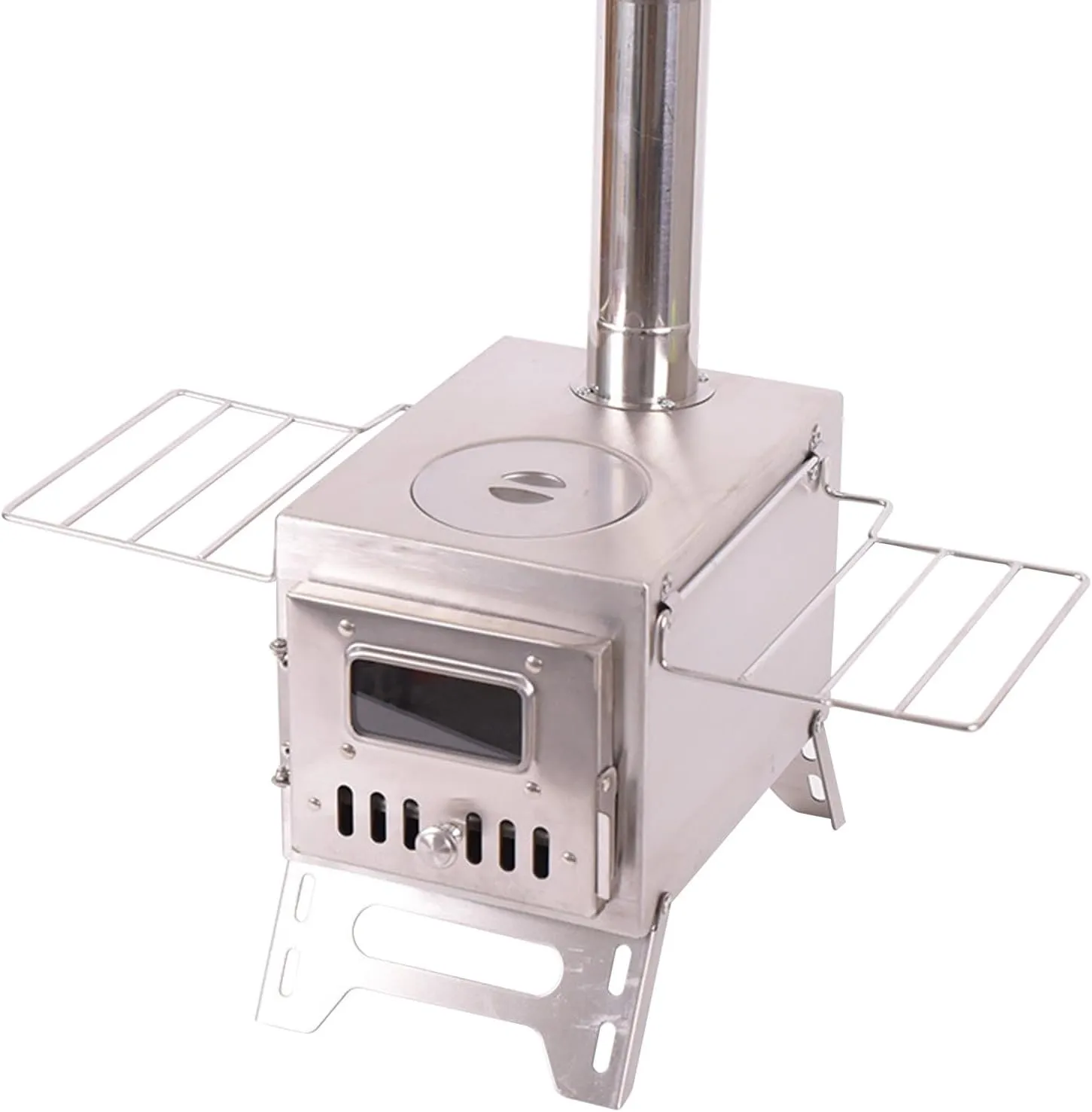 Wood Burning Stove with Chimney Pipes, Portable Folding Camping Stove, Iron Tent Small for Outdoor Cooking Hiking