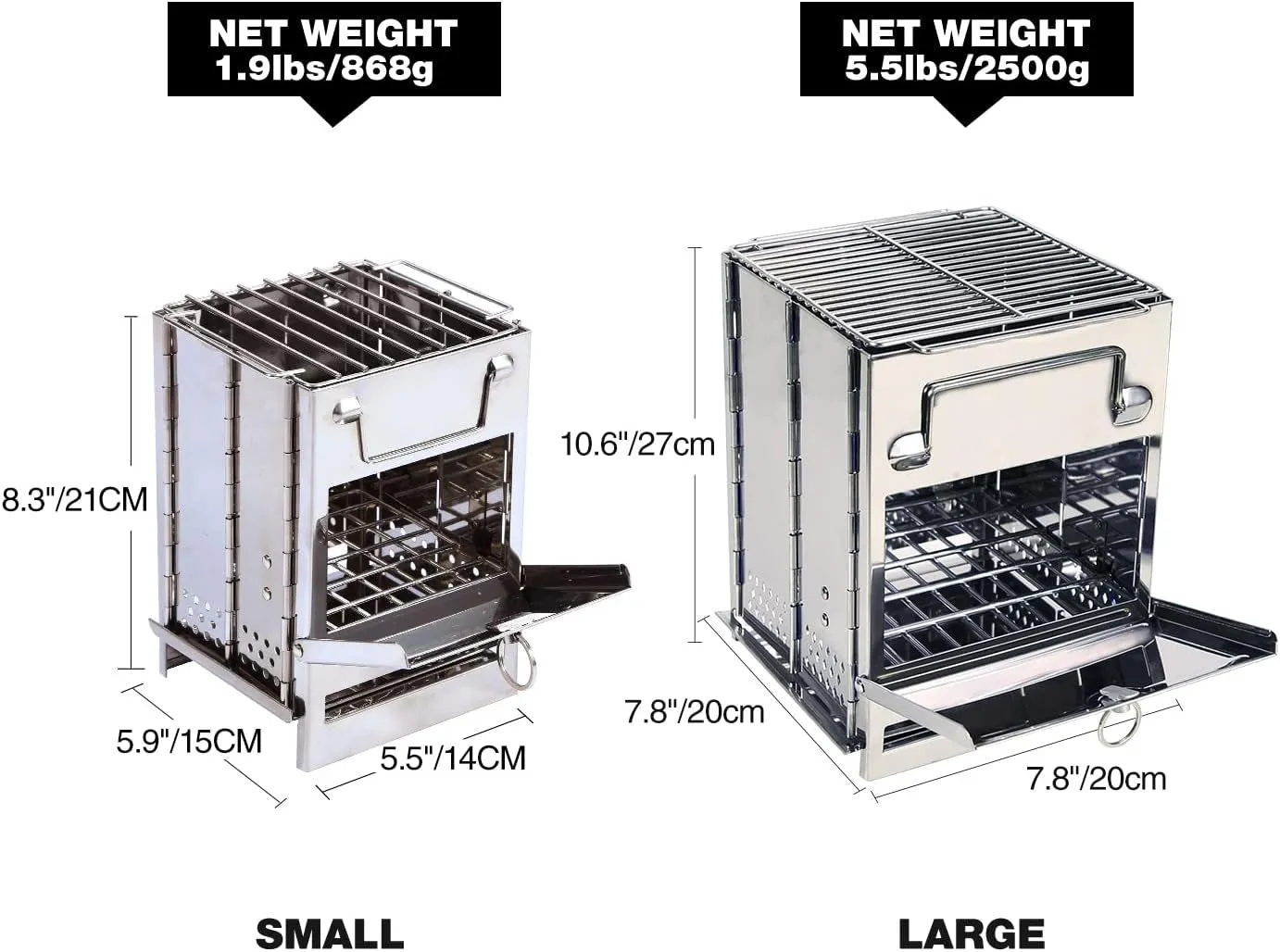 Wood Camp Stove for Grill, Stainless Picnic Cutting-edge software Outdoor Hiking Backpacking Portable Steel Rocket Stove Large Tent Survival Burning Hassle-free returns BBQ, Camping Collapsible Folding Stove