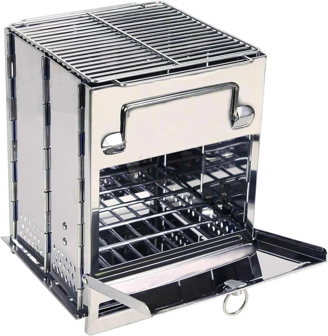 Wood Camp Stove for Grill, Stainless Picnic Cutting-edge software Outdoor Hiking Backpacking Portable Steel Rocket Stove Large Tent Survival Burning Hassle-free returns BBQ, Camping Collapsible Folding Stove