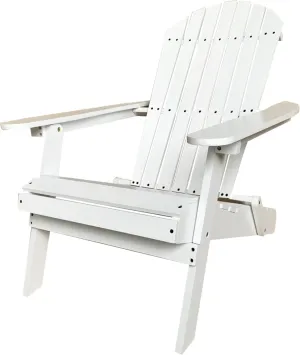 Wooden Adirondack Chair Outdoor Folding Patio Lounge Chair All Weather Fire Pit Chair with Easy Assemble for Outdoor Patio Lawn Garden Beach, White
