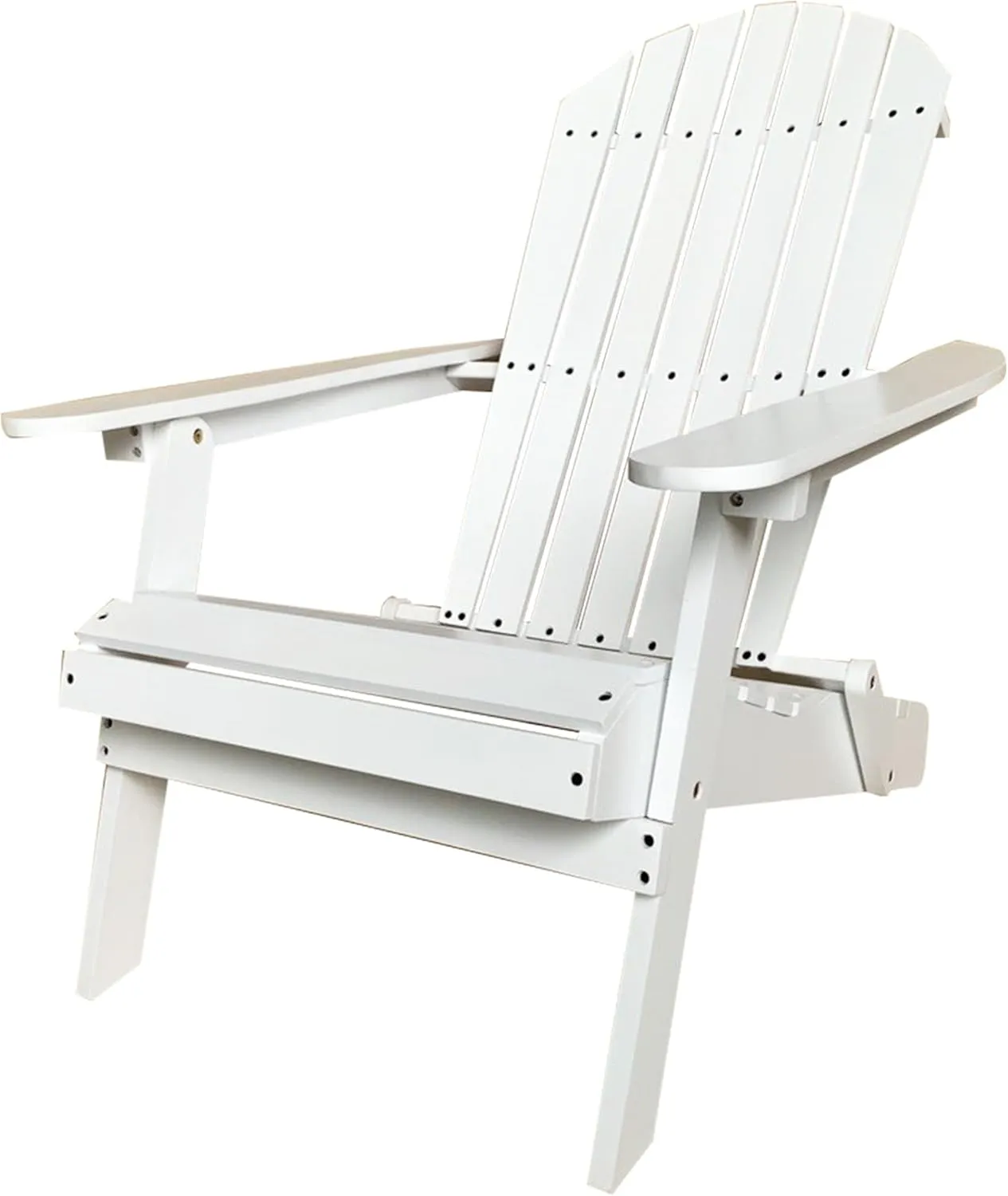 Wooden Adirondack Chair Outdoor Folding Patio Lounge Chair All Weather Fire Pit Chair with Easy Assemble for Outdoor Patio Lawn Garden Beach, White