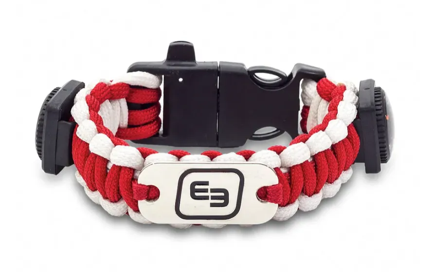 WRIST'S Rescue Fluorescent Bracelet - Paracord - Red & White