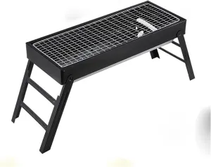 XCHEN BBQ grill home outdoor folding portable small barbecue grill rack camping tool barbecue stove, Black, 15874269