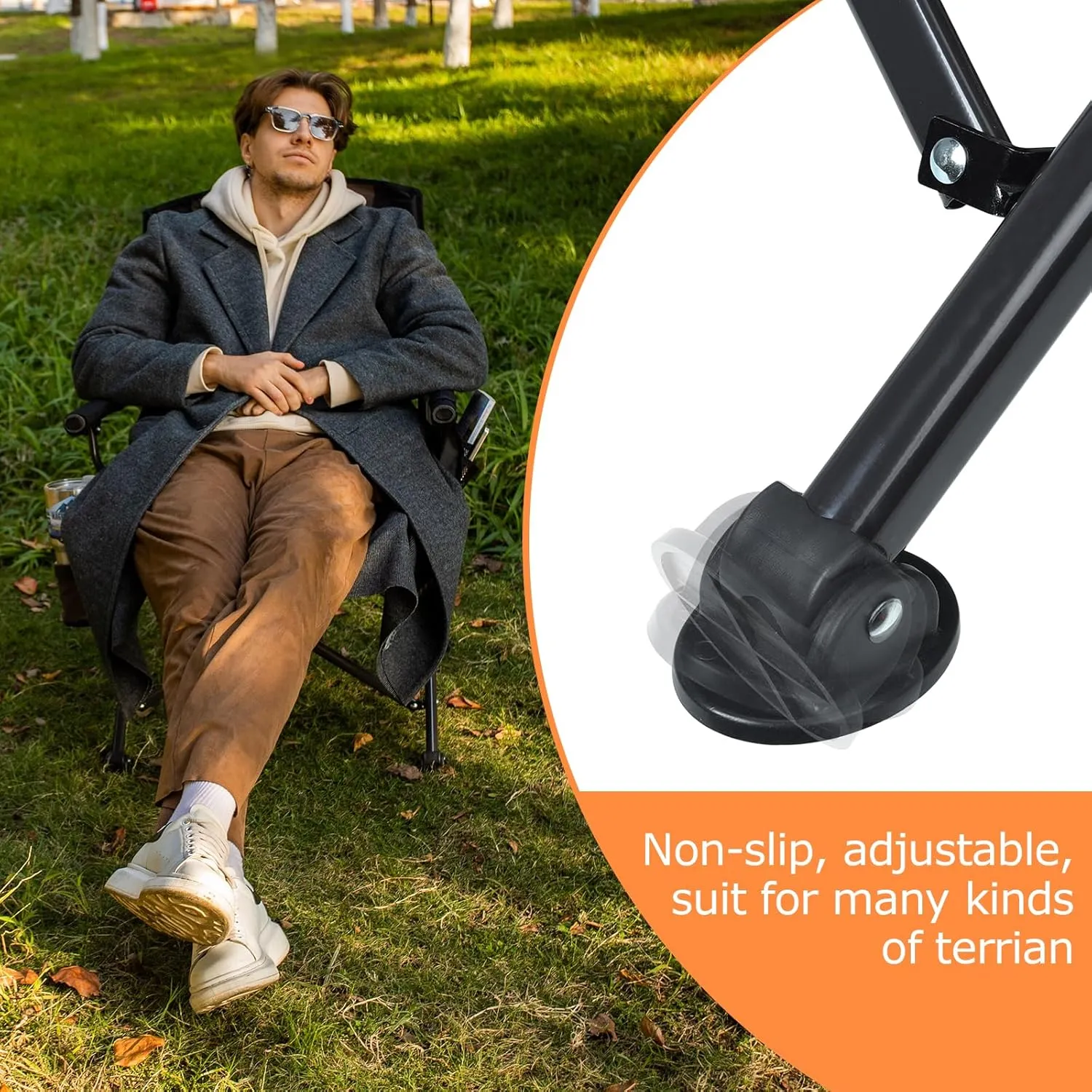 XGEAR Camping Chair Hard Arm High Back Lawn Chair Heavy Duty with Cup Holder, for Camp, Fishing, Hiking, Outdoor, Carry Bag Included