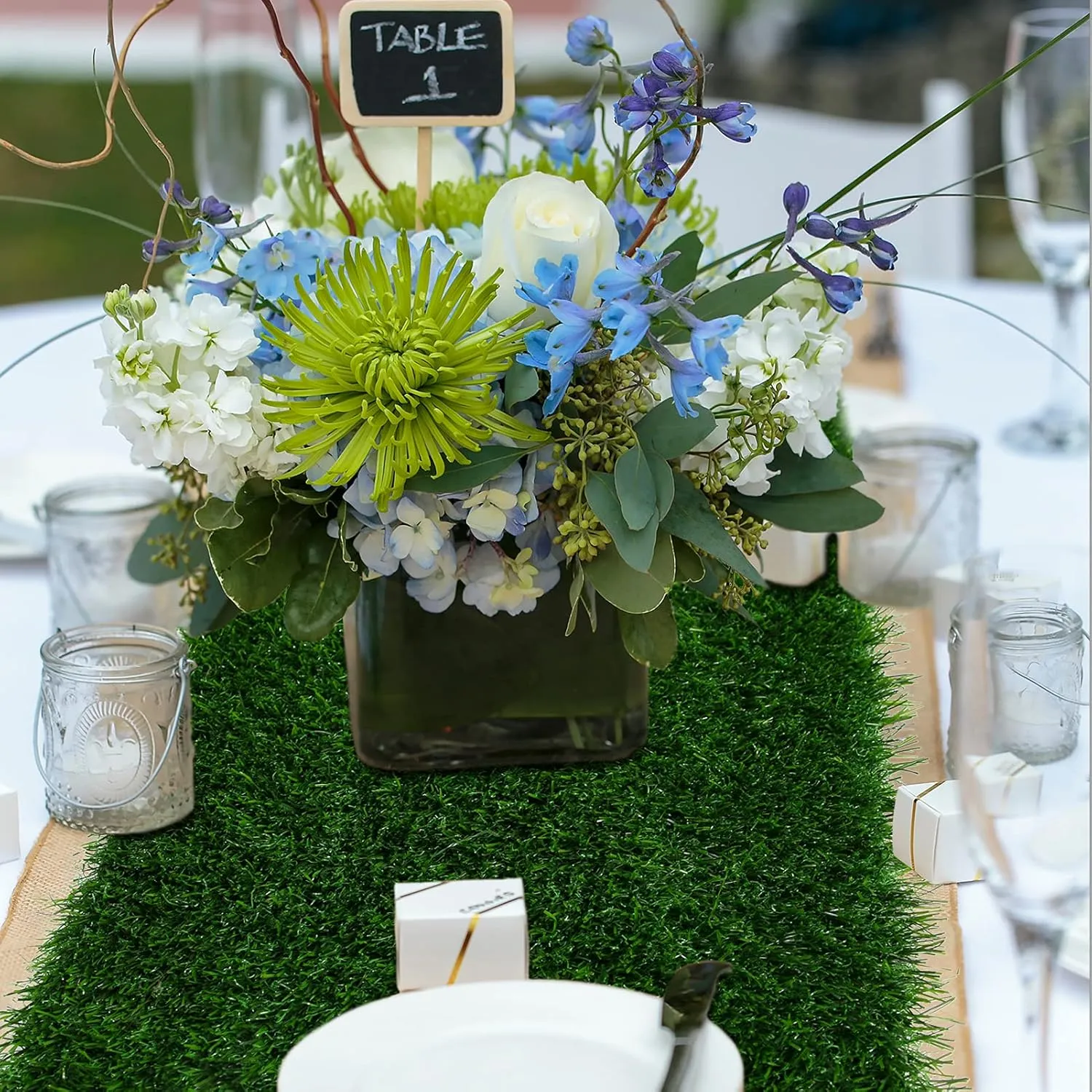 XLX TURF Artificial Grass Table Runner 12 x 36 Inch, Green Turf Table Runner Tabletop Decor Golf Theme Summer Spring Party Wedding Baby Bridal Shower