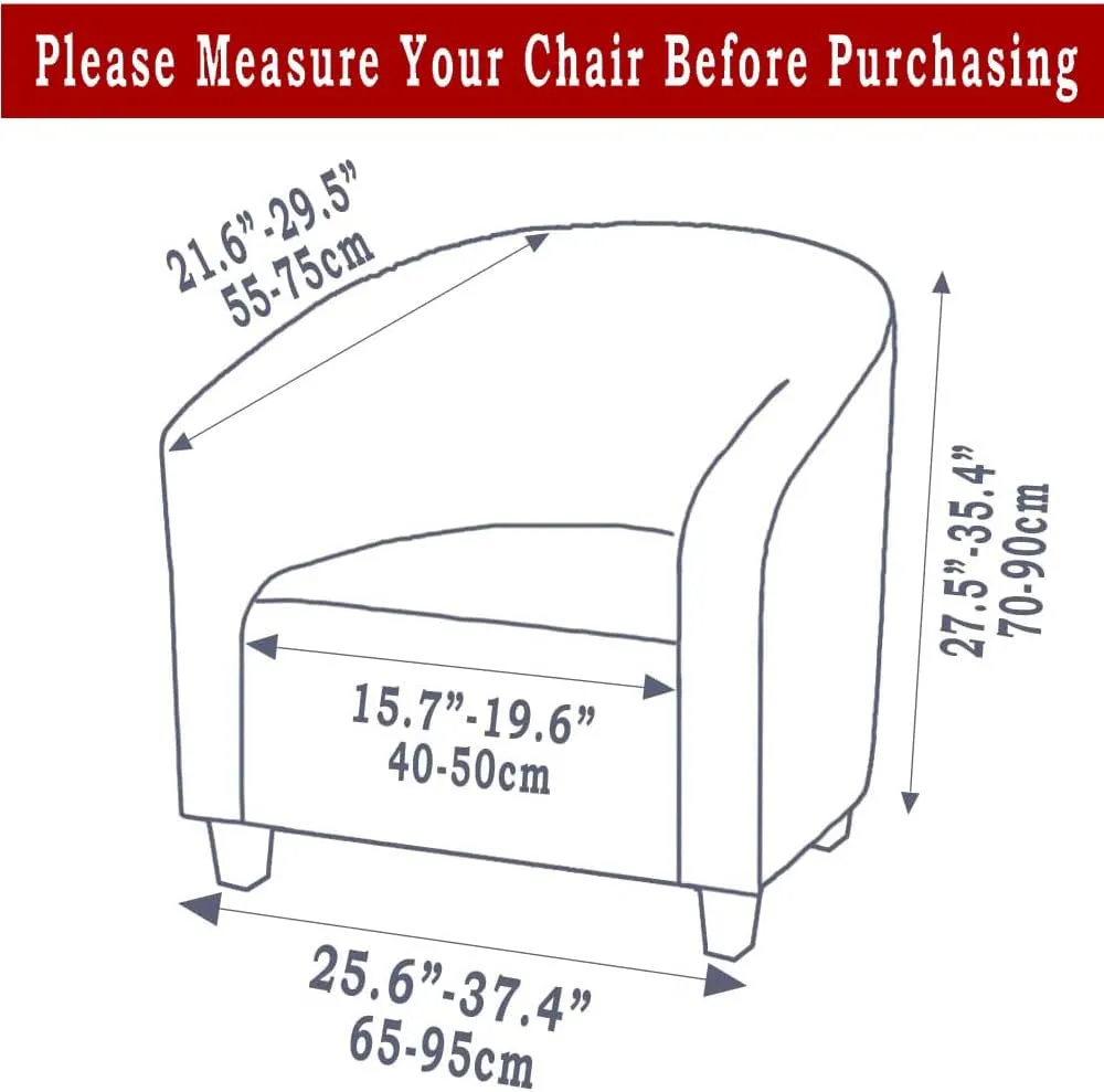XMNTG Stretch Velvet Tub Chair Covers for Armchairs Club Chair Slipcover Armchair Cover Round Barrel Chair Covers Removable Furniture Protector for Living Room Bedroom Reading (White)