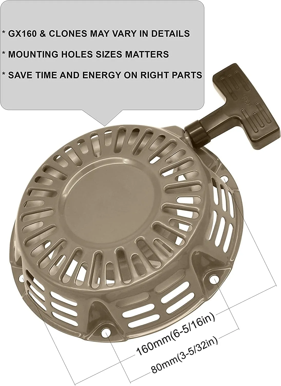 YAMAKATO Recoil Starter Assembly for Honda GX120 GX160 GX200 159cc 163cc 196cc 4hp 5.5hp 6.5hp Engine Generators Pull Start Cord Rope