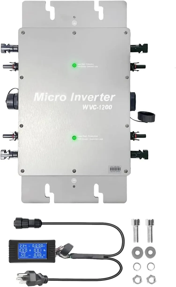 Y&H 1200W Solar Grid Tie Micro Inverter with AC Data Monitoring Display Screen Waterproof IP65 MPPT DC28-50V PV Input AC80-160V Output for 36V Solar Panel