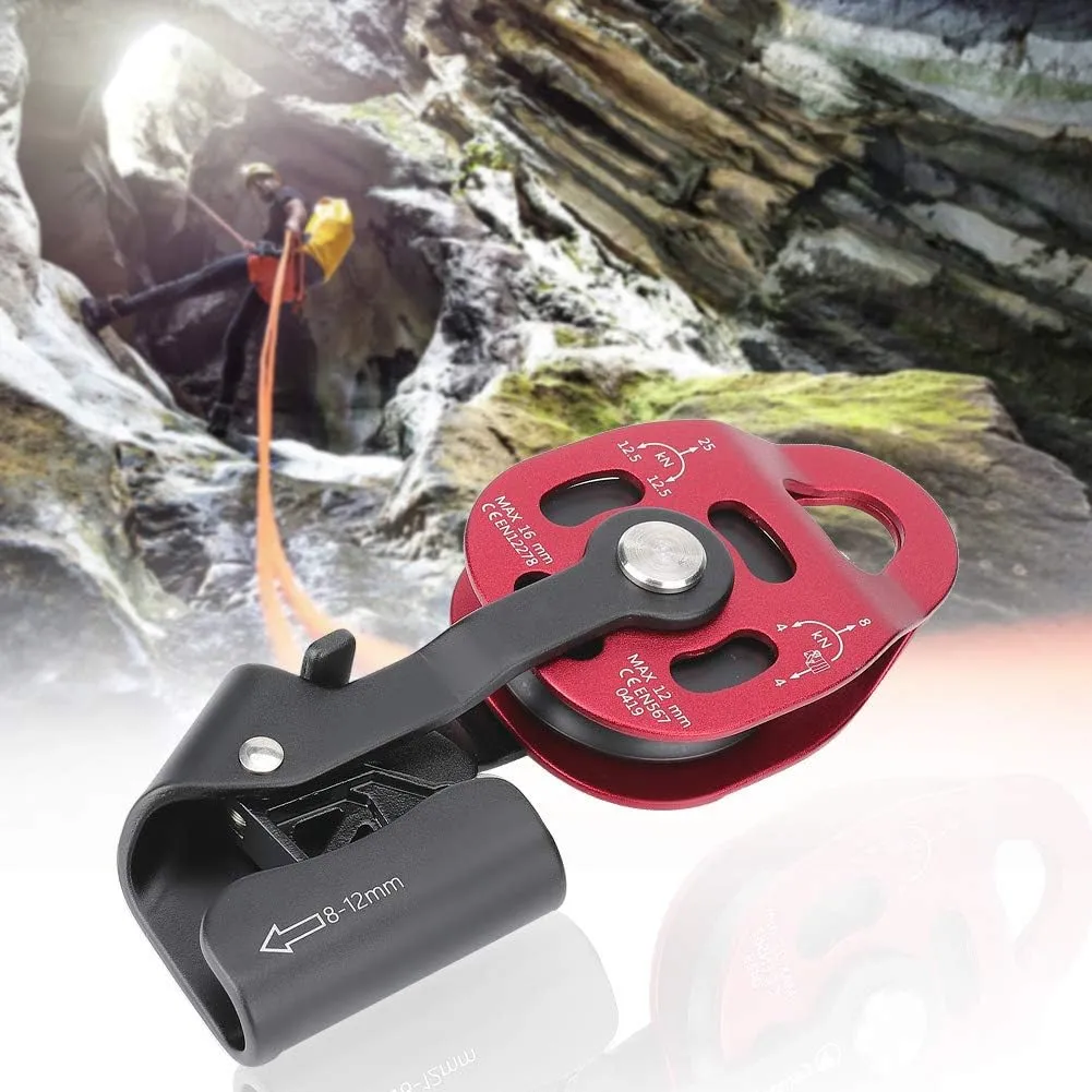 Yctze 4KN Aluminium Heavy Duty Single Rope Pulley Block, Ideal for 8-12mm Climbing Rope – Enhance Climbing Experience Climbing Pulley System
