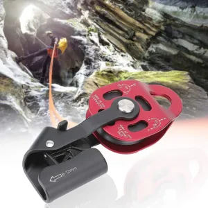 Yctze 4KN Aluminium Heavy Duty Single Rope Pulley Block, Ideal for 8-12mm Climbing Rope – Enhance Climbing Experience Climbing Pulley System