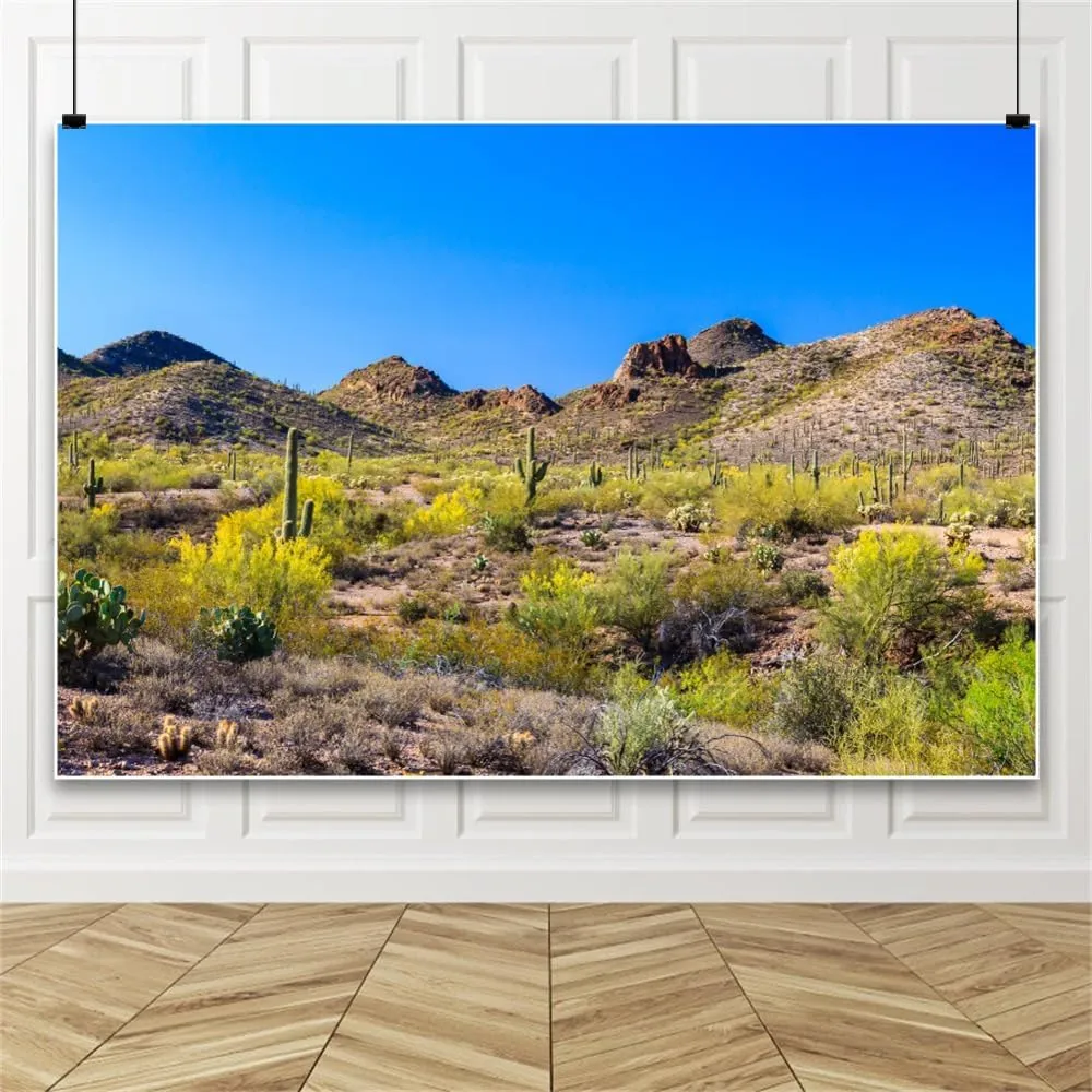 Yeele Desert Backdrop Western Cowboy Rodeo Cactus Mountain Plant Decorations Background Wild West Natural Scenery Saguaro Hunting Camping Party Wedding Newborn Baby Shower Banner Photo Booth 10x8ft