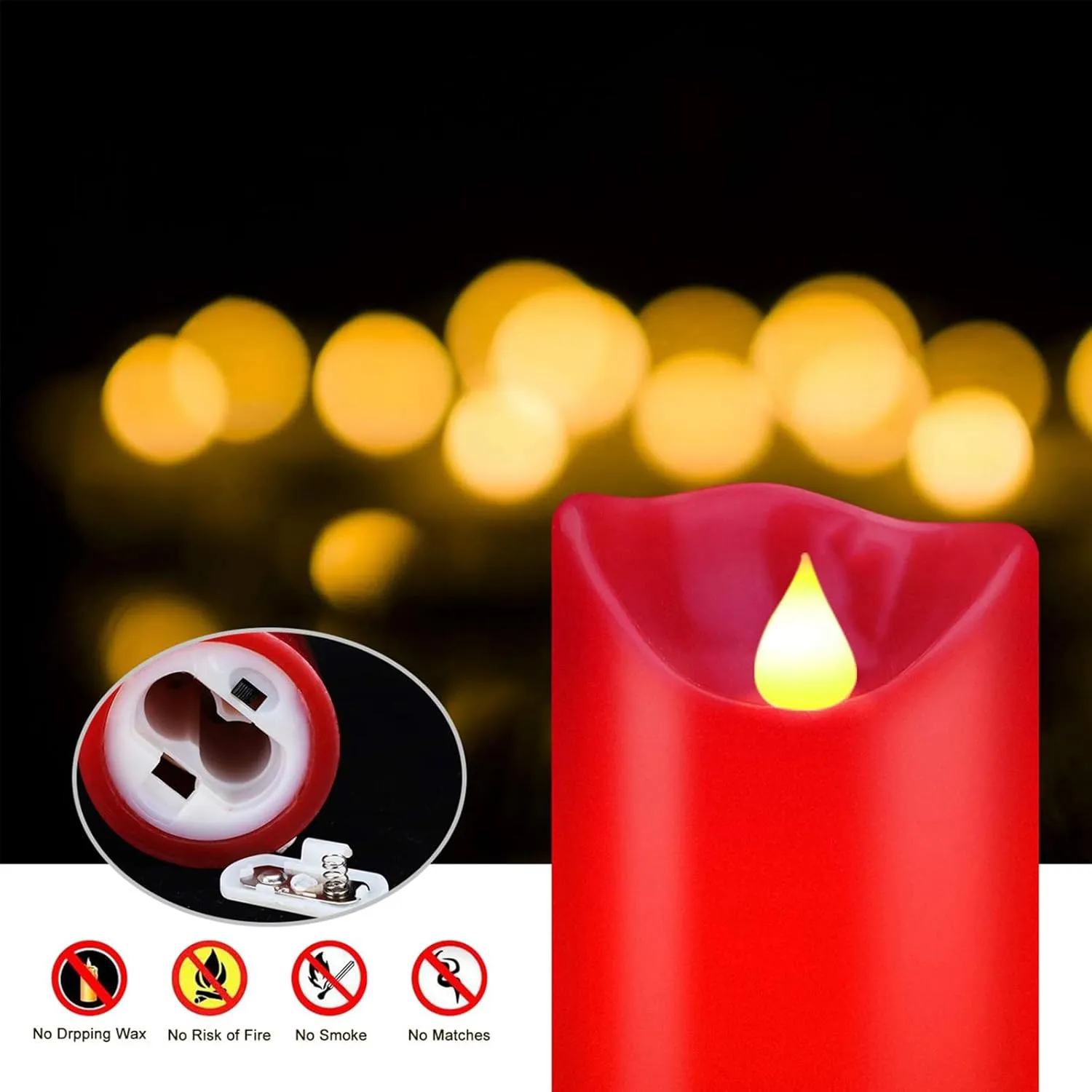 YIWER Flameless Candles Set of 3, Φ3.15 xH 4"/5"/6" Real Wax Not Plastic Pillars Include Realistic Dancing LED Flames and 10-Key Remote Control with 2/4/6/8-hours Timer Function,300  Hours (3×1, Red)