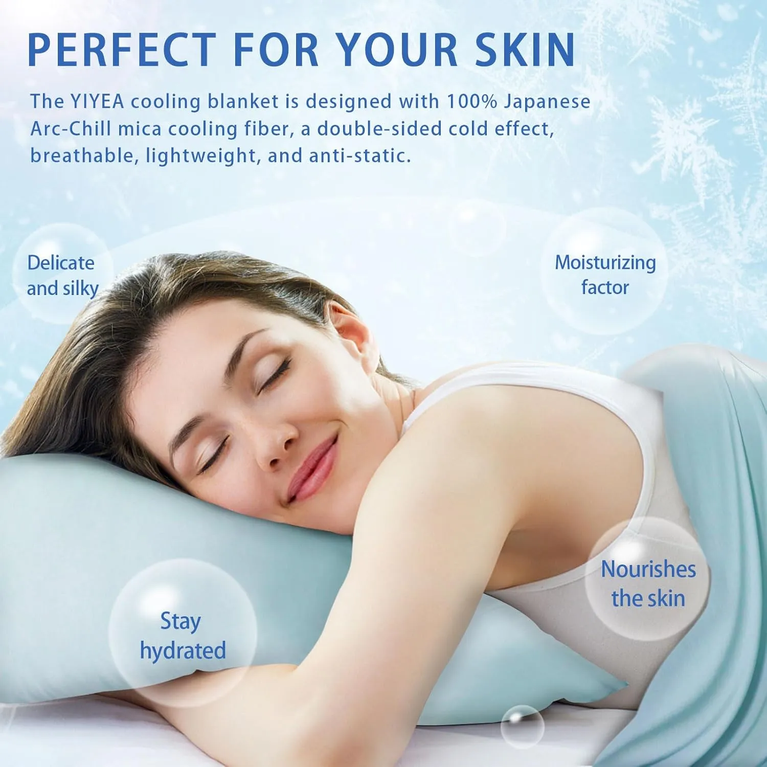 YIYEA Cooling Blanket with Double Sided Cold Effect for Hot Sleepers & Night Sweats, Arc-Chill Q-Max>0.5 Summer Cooling Blanket Queen Size, Absorbs Heat to Keep Body Cool, 90" x 90"