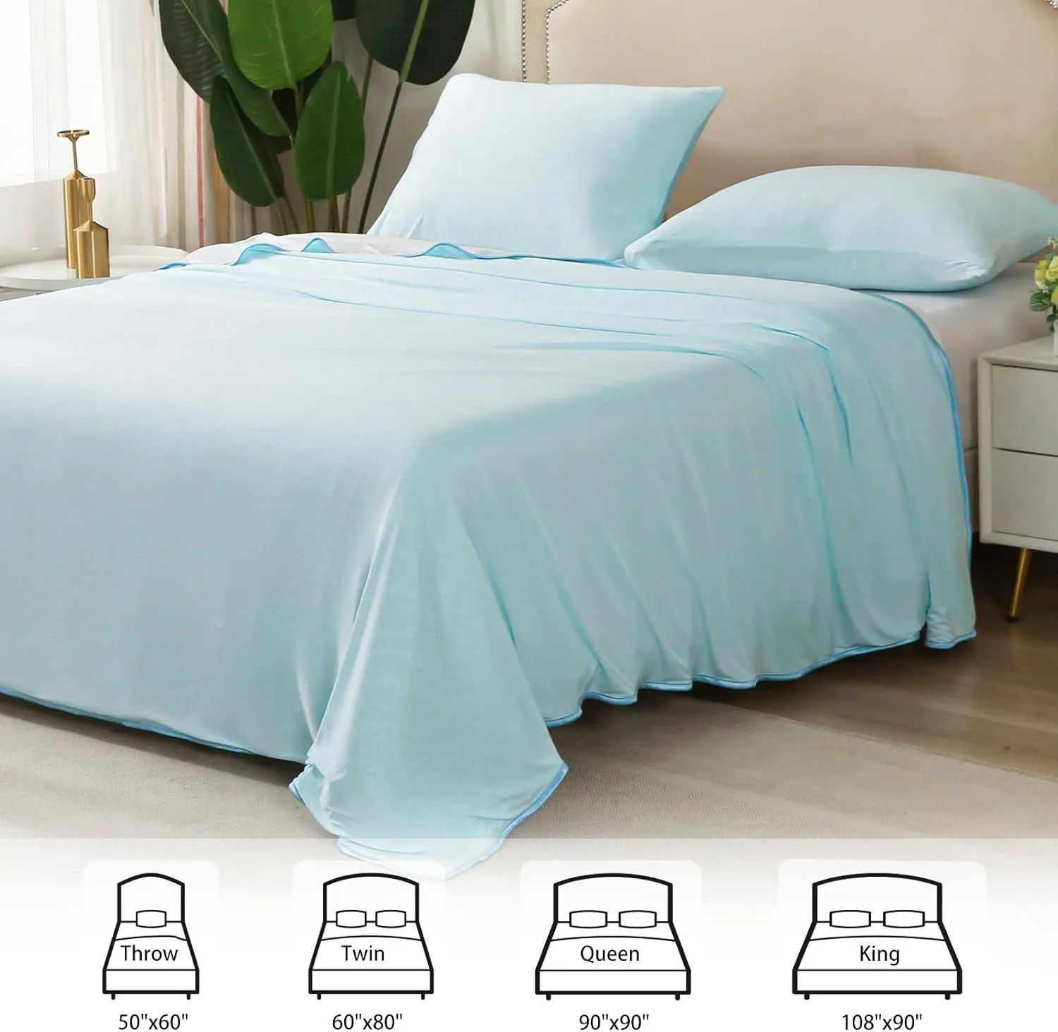 YIYEA Cooling Blanket with Double Sided Cold Effect for Hot Sleepers & Night Sweats, Arc-Chill Q-Max>0.5 Summer Cooling Blanket Queen Size, Absorbs Heat to Keep Body Cool, 90" x 90"