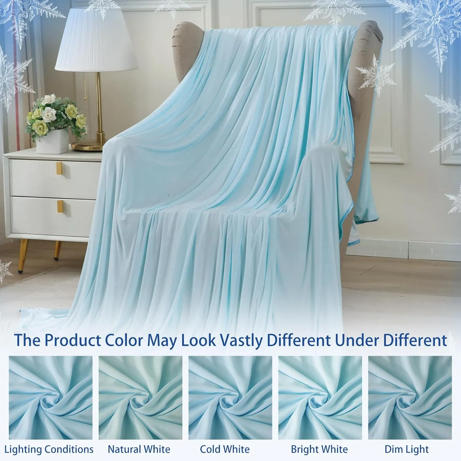 YIYEA Cooling Blanket with Double Sided Cold Effect for Hot Sleepers & Night Sweats, Arc-Chill Q-Max>0.5 Summer Cooling Blanket Queen Size, Absorbs Heat to Keep Body Cool, 90" x 90"