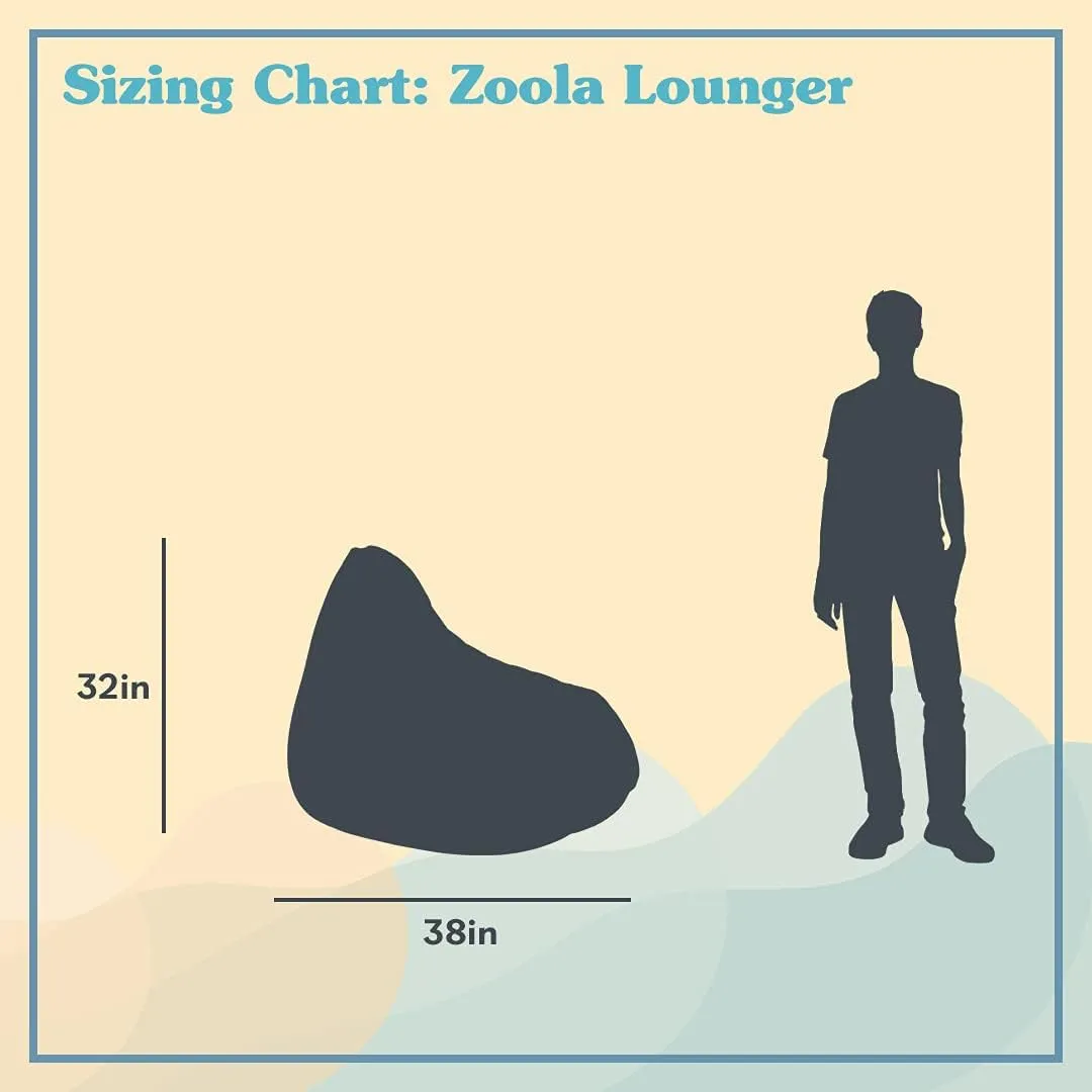 Yogibo Zoola Lounger Outdoor Bean Bag Chair for Adults with Filling, Comfy Single Beanbag Patio Pool Deck Lounge Furniture, Water-Resistant Washable Cover, Pebble