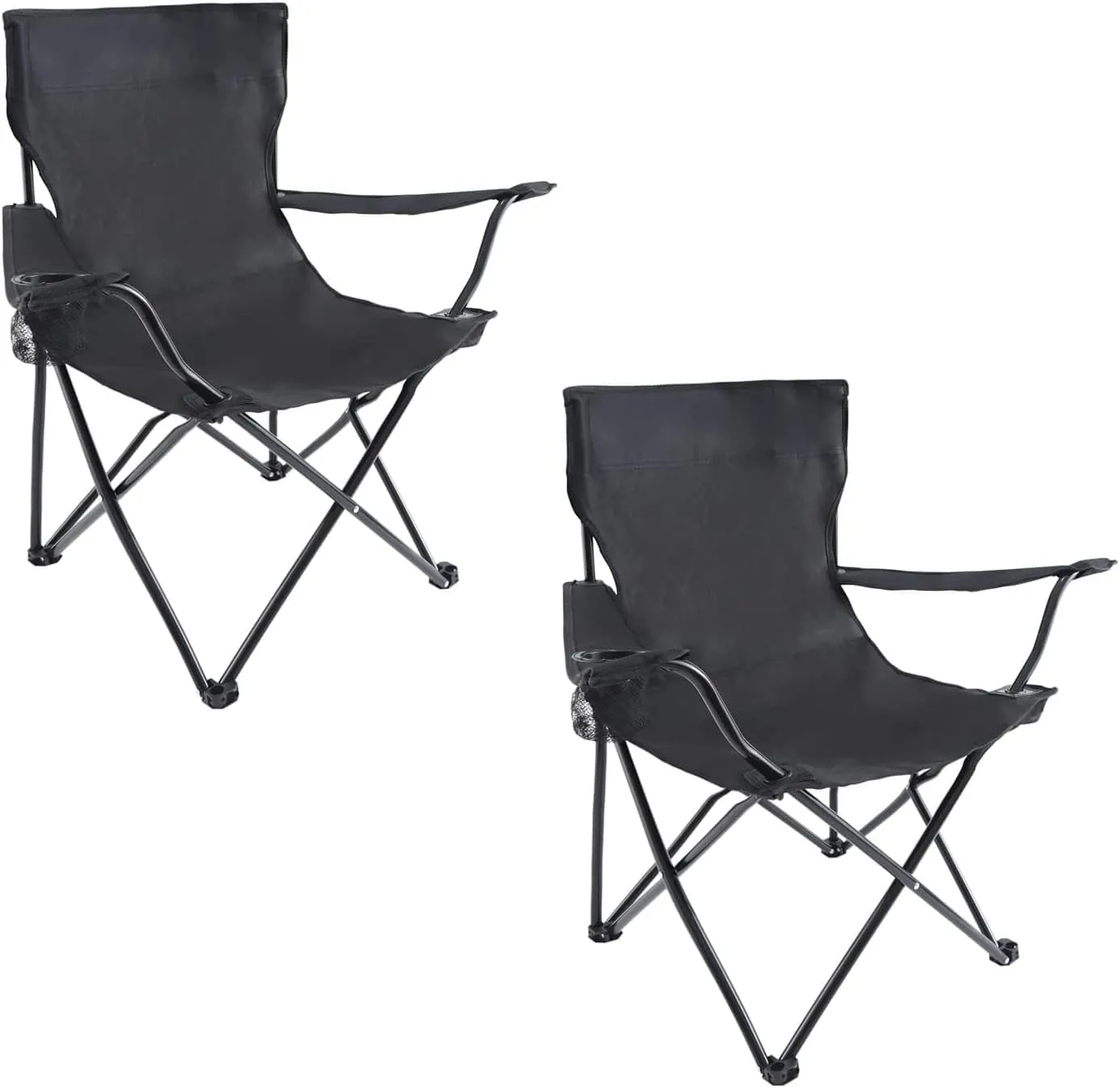 YSSOA Portable Folding Camping Chair, Enjoy The Outdoors with a Versatile Folding Sports & Lawn Chair, Black, 2-Pack