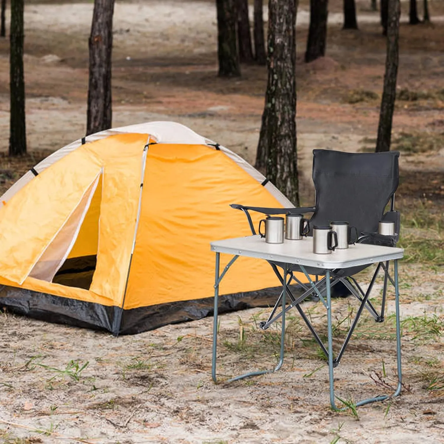 YSSOA Portable Folding Camping Chair, Enjoy The Outdoors with a Versatile Folding Sports & Lawn Chair, Black, 2-Pack
