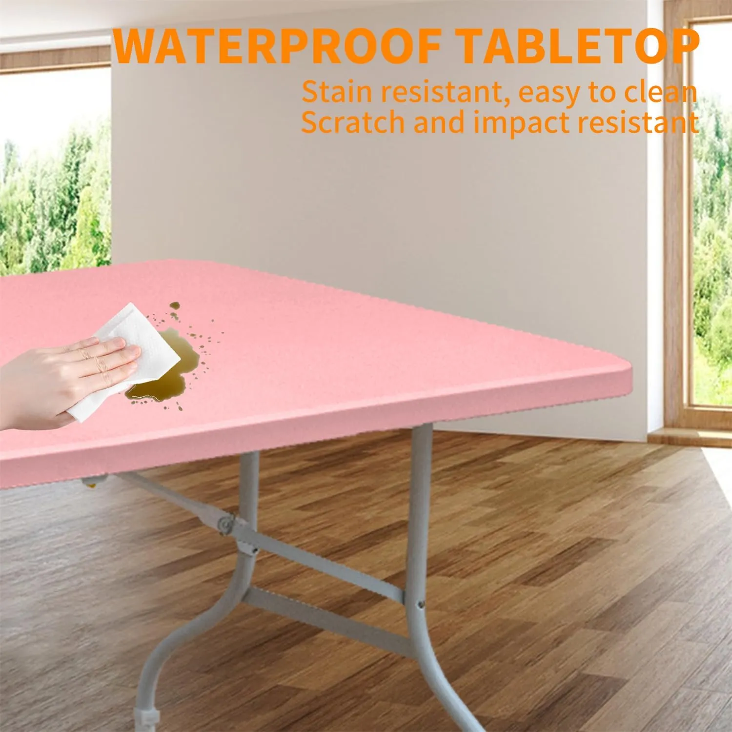 ZeHuoGe Portable Folding Table,Lightweight Picnic Party Dining Camp Table, Folding Banquet Table,Multifunctional Camping Table (Pink, 6ft)