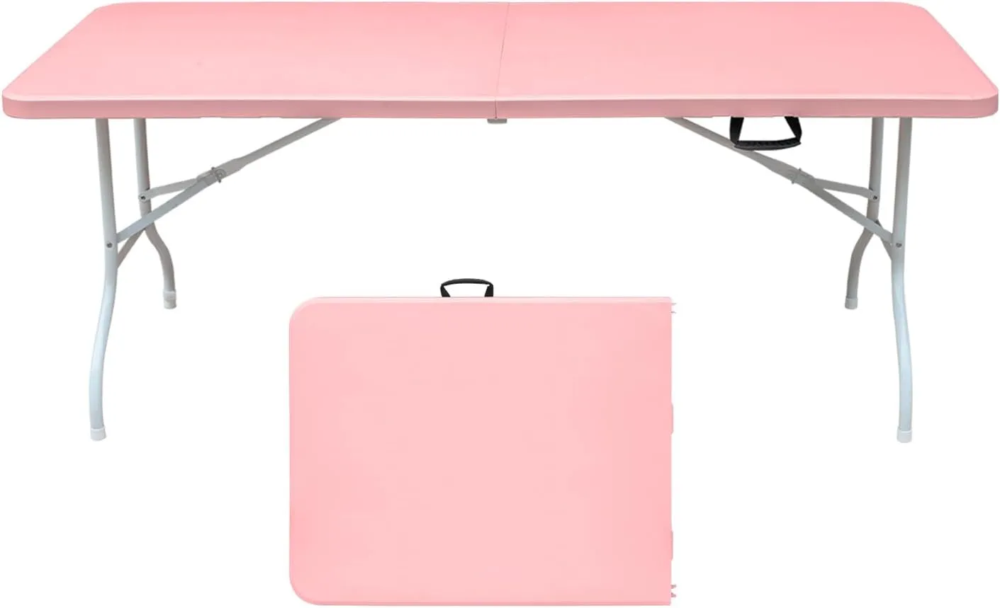ZeHuoGe Portable Folding Table,Lightweight Picnic Party Dining Camp Table, Folding Banquet Table,Multifunctional Camping Table (Pink, 6ft)