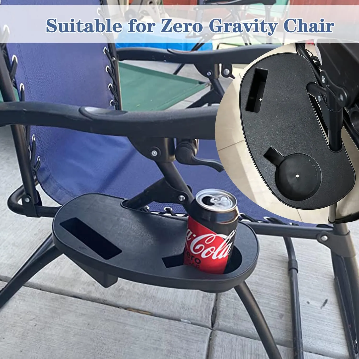 Zero Gravity Chair Cup Holder Set of 2, Durable Zero Gravity Chair Tray, Zero Gravity Lounge Beach Recliner Chair with Mobile Phone Slot, Cup Holder Slot, Zero Gravity Clip On Tray/Table